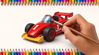 Race Car Coloring for Kids 🏎️ | Easy Racing Car Drawing and Coloring