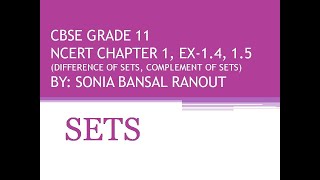 CBSE NCERT GRADE 11 MATHS CH 1 SETS EX-14, 1.5 (PART 5)