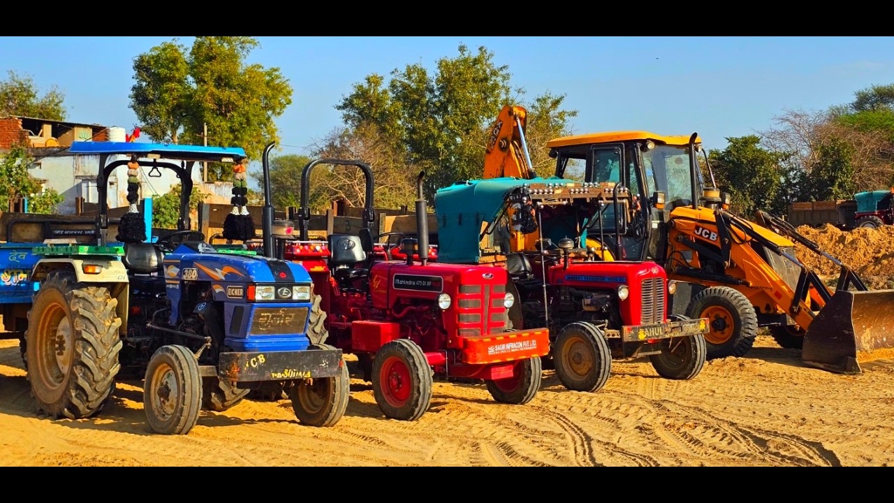 Jcb 3dx Eco Machine And Tractor Stuck in Mahindra 575 Xp Swaraj 855FE Eicher 485 Kubota Models| JCB
