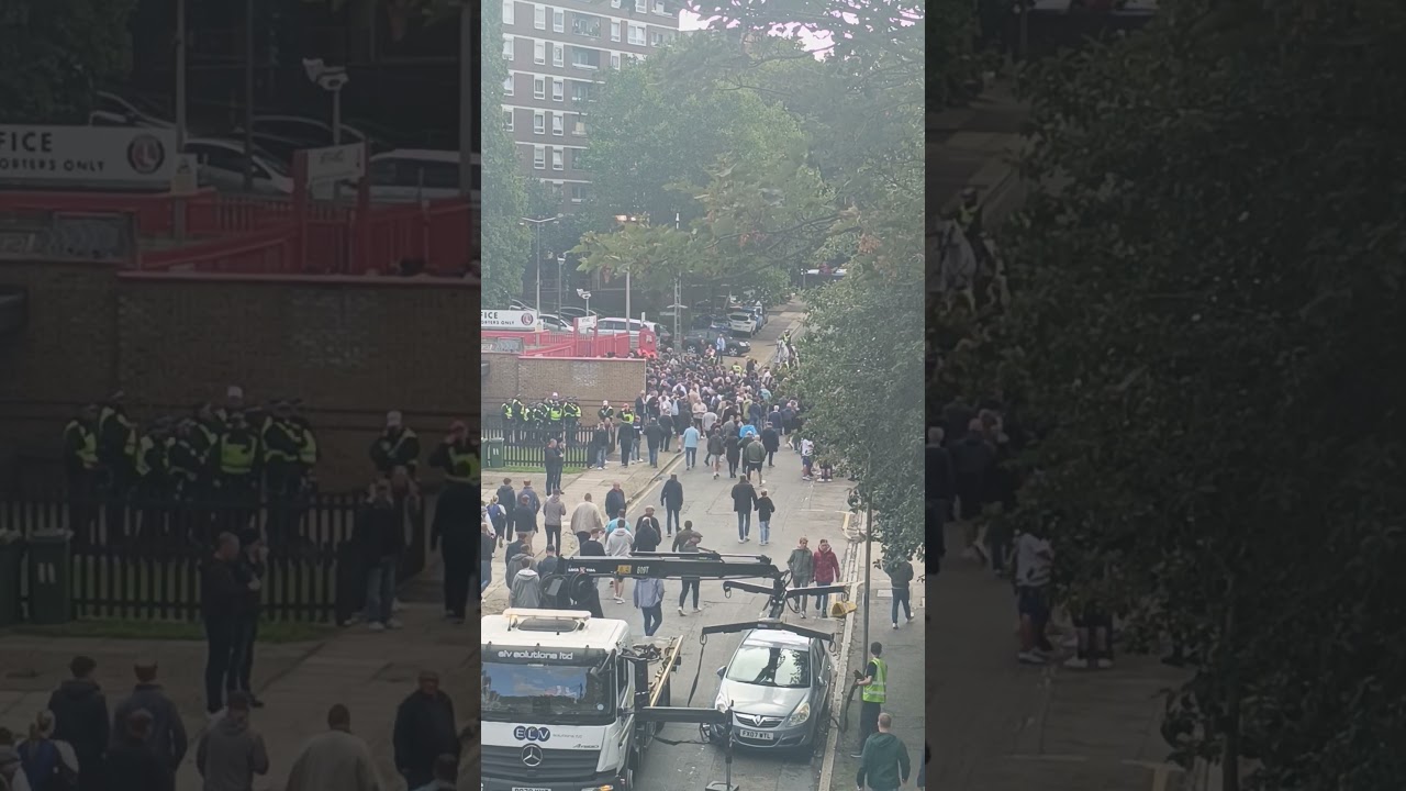 Strong Police presence for rival football match #charltonmillwall 2025 ready for kick off!! #shorts