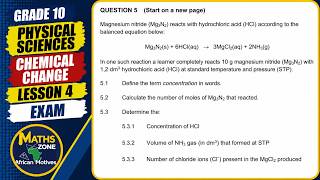 Grade 10 Physical Sciences Chemical Change Lesson 4 - EXAM Term 3 @mathszoneafricanmotives