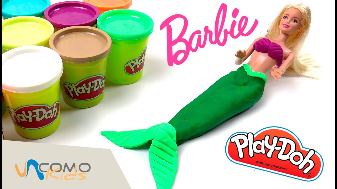 СЛАЙМ Барби. Play Doh пластилин для куклы Барби. ПЛЕЙДО косички. Платье из пластилина.