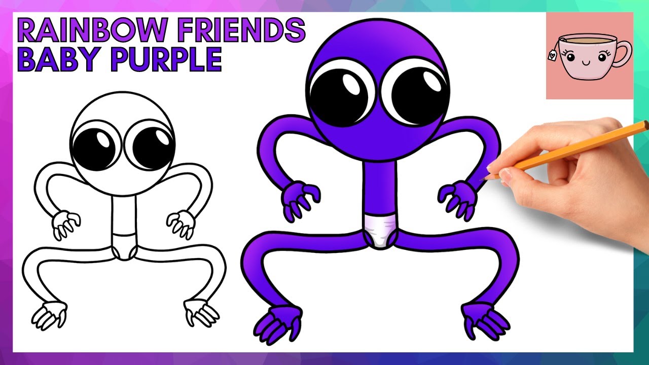 How to Draw Purple from Roblox Rainbow Friends (Roblox) Step by