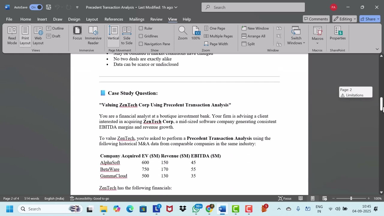 Precedent Transaction Analysis 