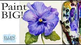 Tips to paint a Big Watercolor Pansy