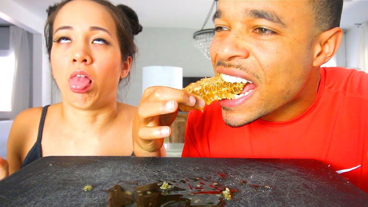 Eating Raw Honeycomb for the First Time *Gone Wrong* Sticky Eating Show