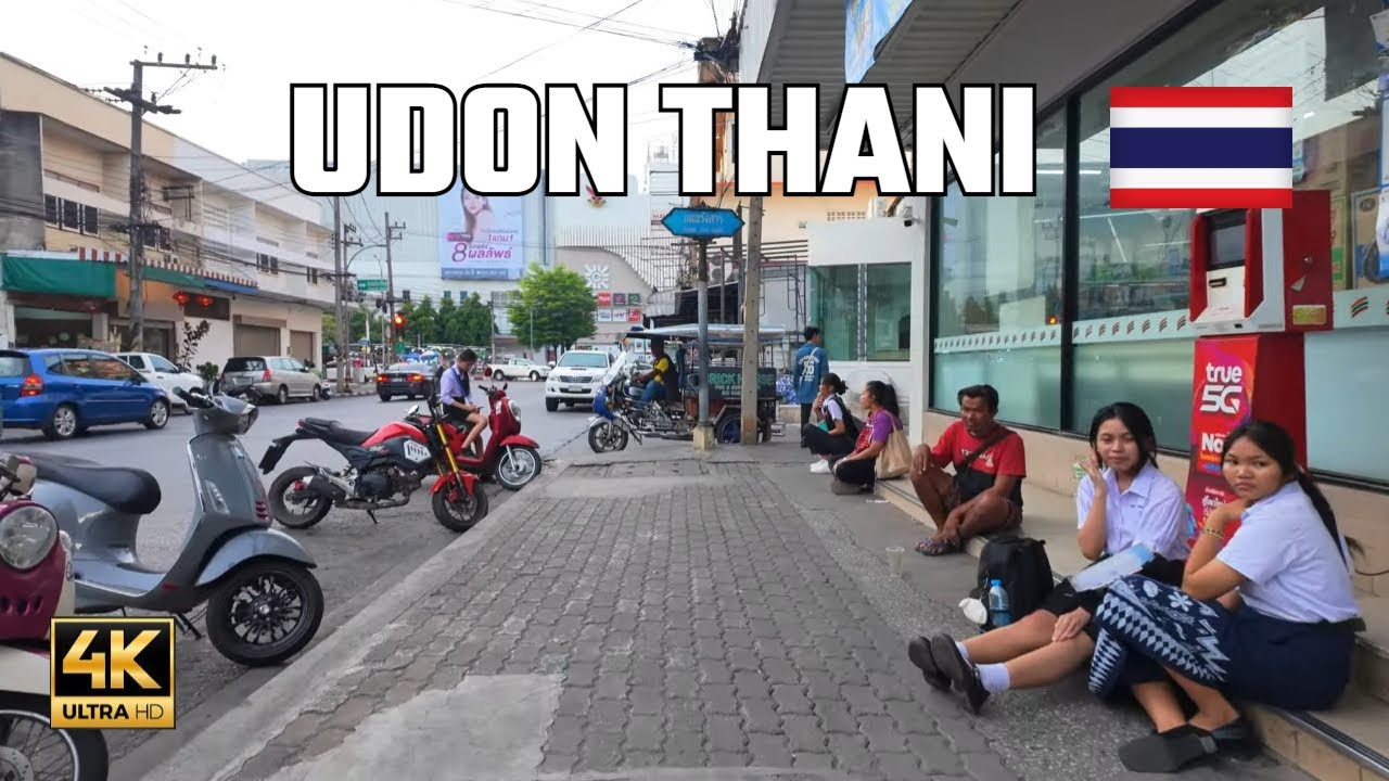 Пешеходная экскурсия по Удонтхани по Таиланду 4k виртуальное путешествие
