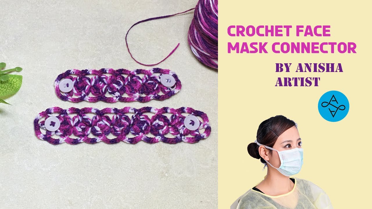 How To Crochet Face Mask Connector | Ear Saver For Mask | Jasmine Flower Crochet BY Anisha Artist