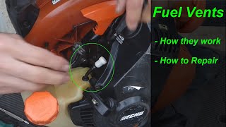 2 Cycle Engine Bogs / Chokes Out ~ Fuel Tank Vents ~ How They Work & How to Fix Them