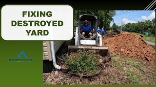 Installing 54 tons of dirt - Grading around renovation to improve drainage and correcting grade