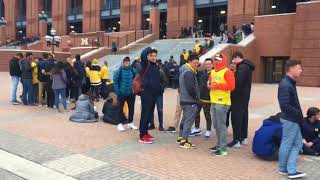 Fans line up outside Crisler Center for watch party
