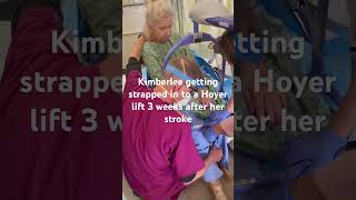 Hoyer lift strapping in #stroke #strokerecovery #strokesurvivors