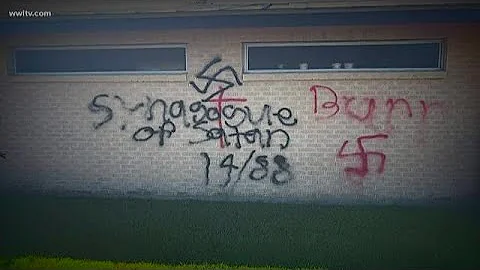 Anti-Semitic graffiti spray painted on Mandeville synagogue