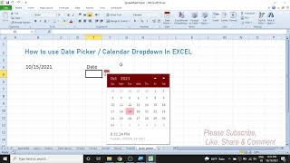 Learn How to Enable Date Picker or Calendar Drop Down in Excel