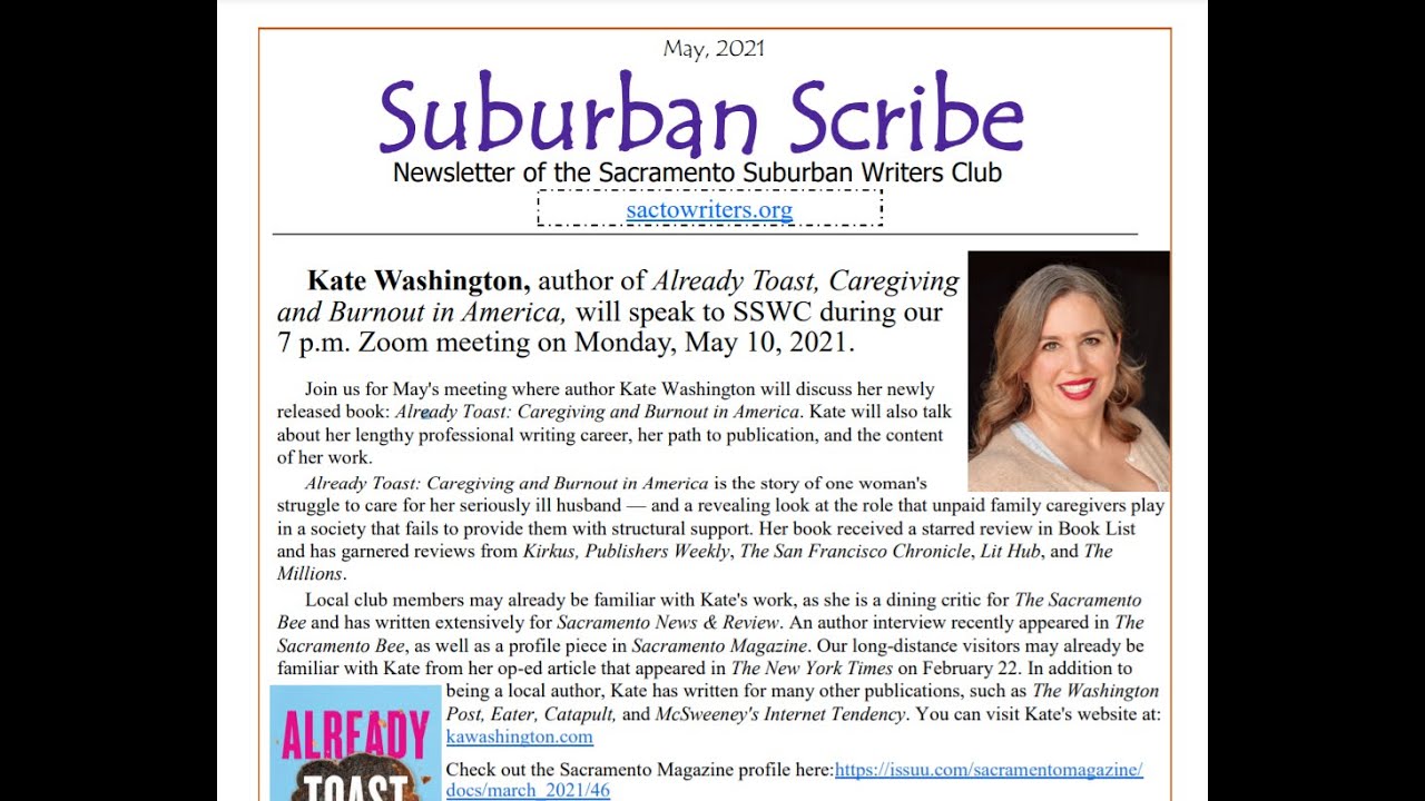 SSWC May Meeting with Guest Speaker Kate Washington