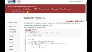 NPTEL 2024 PROBLEM SOLVING THROUGH PROGRAMMING IN C WEEK 9 PROGRAM  4