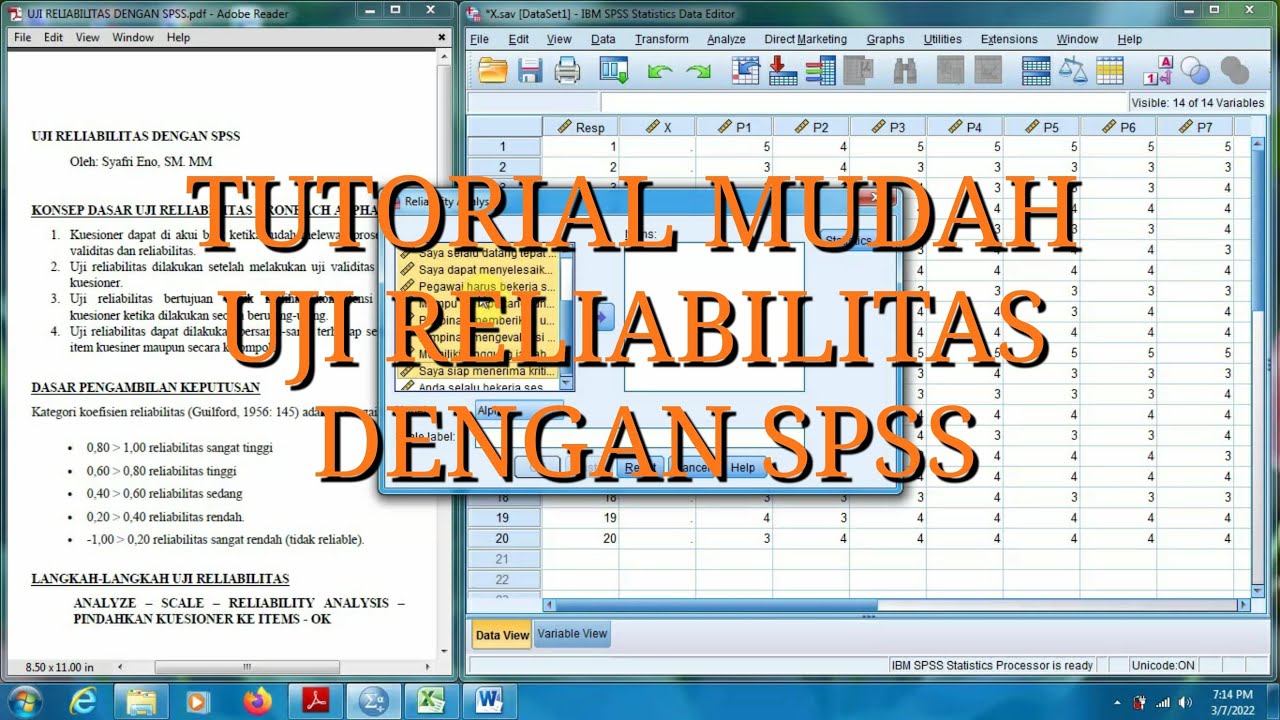 Tutorial Mudah Uji Reliabilitas Dengan SPSS Viral - YouTube