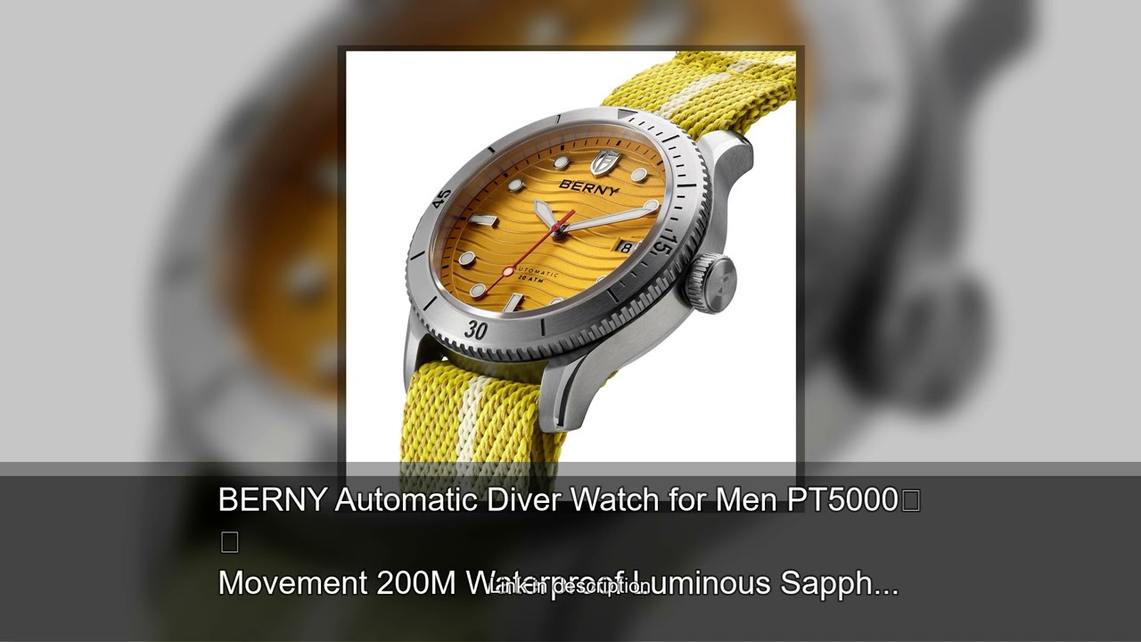 BERNY Automatic Diver Watch for Men PT5000 Movement 200M Waterproof Luminous Sapphire Cozy Nylo