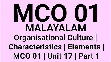 Organisational Culture | Characteristics | Elements | MCO 01 | Unit 17 | Part 1