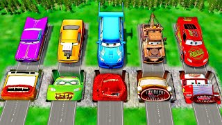 Mega Bus Eater & McQueen Eater & Train Eater Vs McQueen and Pixar cars! BeamNG. drive!