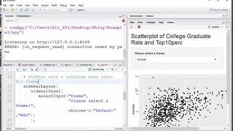 Learning R Shiny - pull down menu & scatterplot (ggplot)