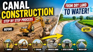 "Canal Construction Step by Step | Complete Process Explained | Irrigation Engineering"🔥  #Canal
