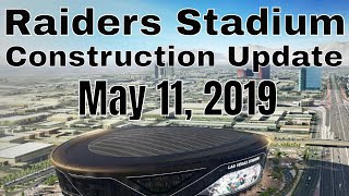 Las vegas raiders stadium construction update taken on saturday, may
11, 2019. one canopy truss has been put up this week. a second is
ready to go the...