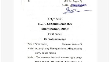 BCA 2nd Semester C Programming Question Paper Examination 2019 || #SPYadav #bca