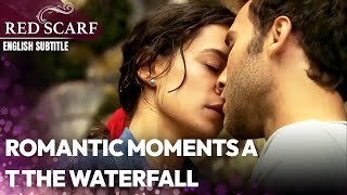 Romantic Moments at the Waterfall | Red Scarf | English Subtitles | Al Yazmalım