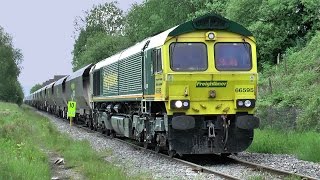 Freightliners 66595 Aberthaw Tower Colliery Empties At Hirwaun. 01062016.