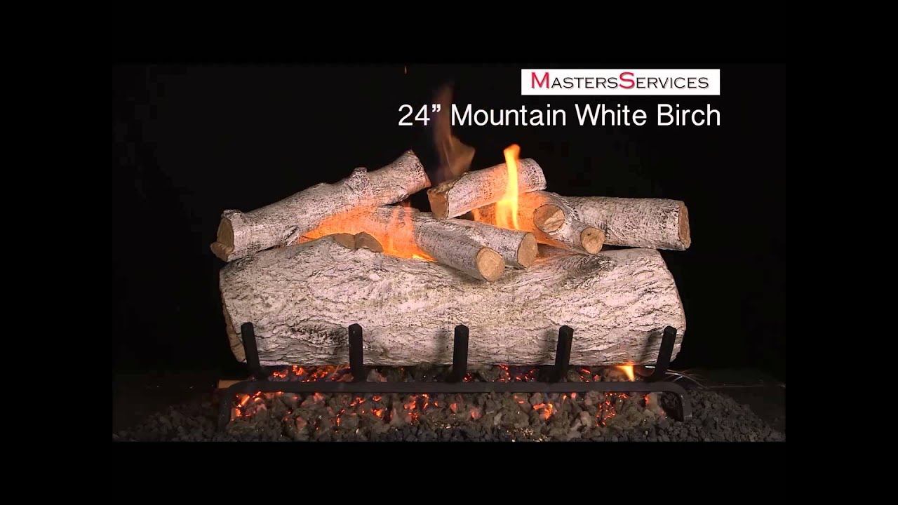 Real Fyre W White Birch Vented GAS Logs, 18 inch