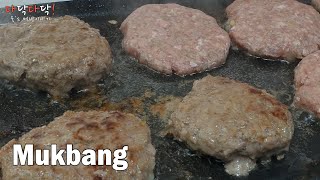 리얼먹방) ★줄서서 먹는 수제 햄버거!??(feat. 헛소리) ㅣ hamburger ㅣ REAL SOUND ㅣ ASMR Mukbang ㅣ Eating Show