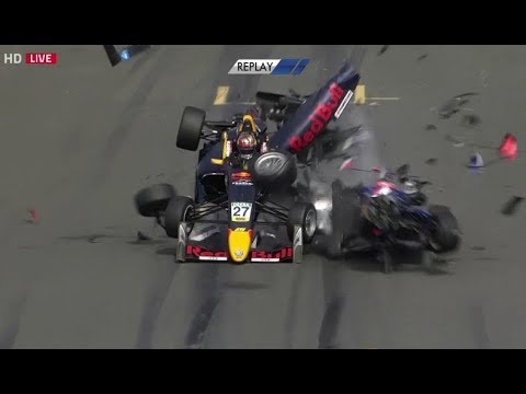 FIA Formula 3 Norisring 2018 Race 2 Start Huge Crash