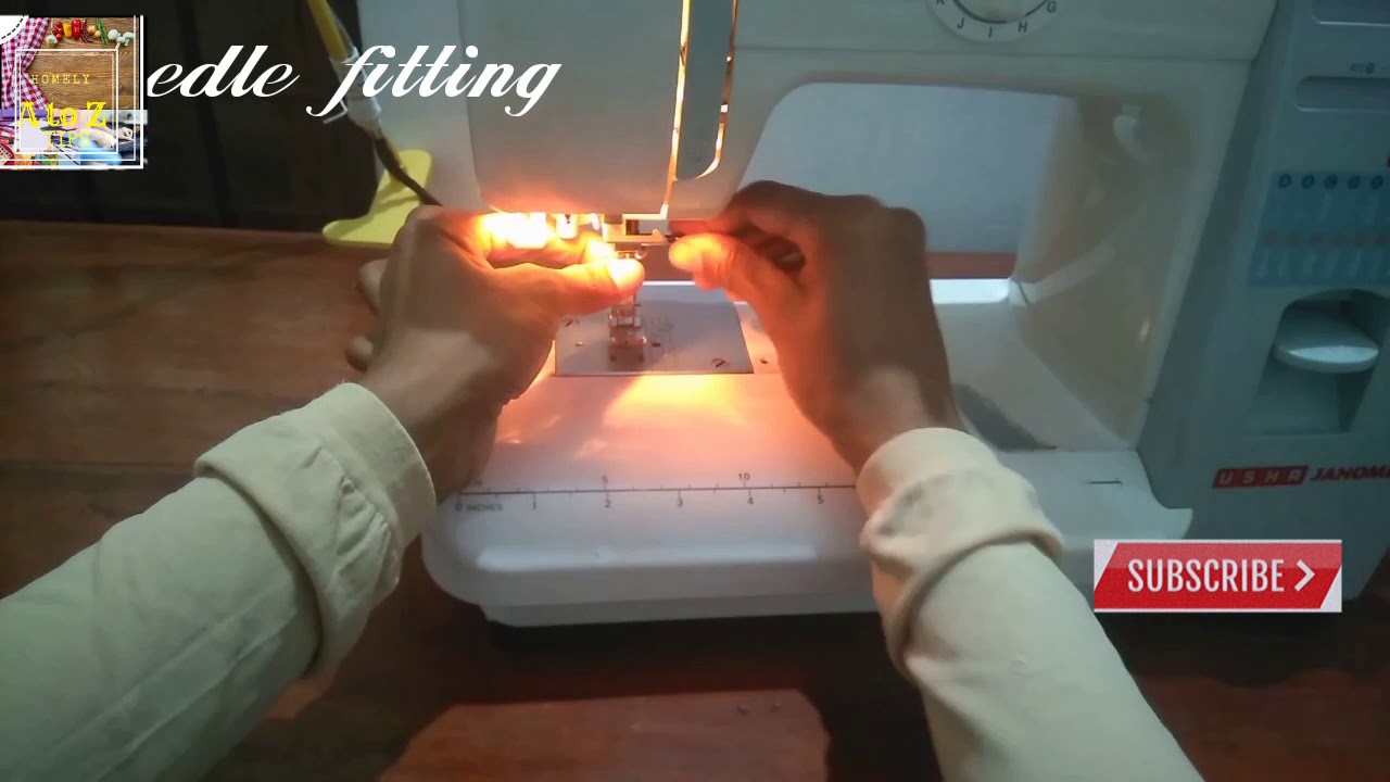 Bobbin threading , threading and needle fitting demo in Malayalam.usha