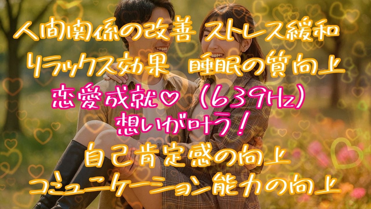 想いが叶う！【恋愛成就639Hz/Healing Music】この動画を視聴することで、元気が出て、笑顔になり、あなた様本来の輝きを取り戻し、想いが叶うことを願っています