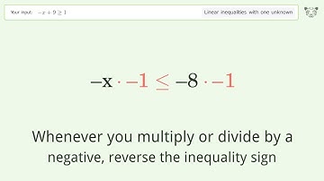 Solving Linear Inequalities: -x+9 is Greater Than or Equal to 1