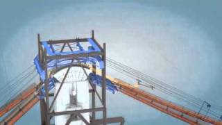 Animation of how the longest suspension cable in the world will be installed over the next few months on the new Eastern Span of 