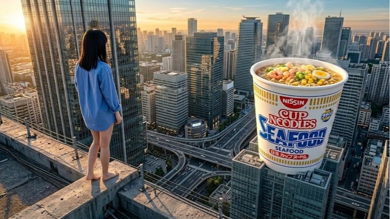 Which Giant Food Would You Jump Into Above the City? 🌆🍜 | AI ASMR