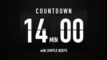 14 Minute Countdown Timer 🕙 Flip Clock with Simple Beeps 🔊🖤