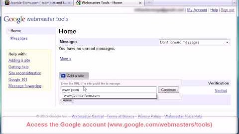 Joomla! sitemap verification for Google with RSSeo!
