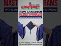 Attention Students! Explore the New Canadian Masters Degree program.