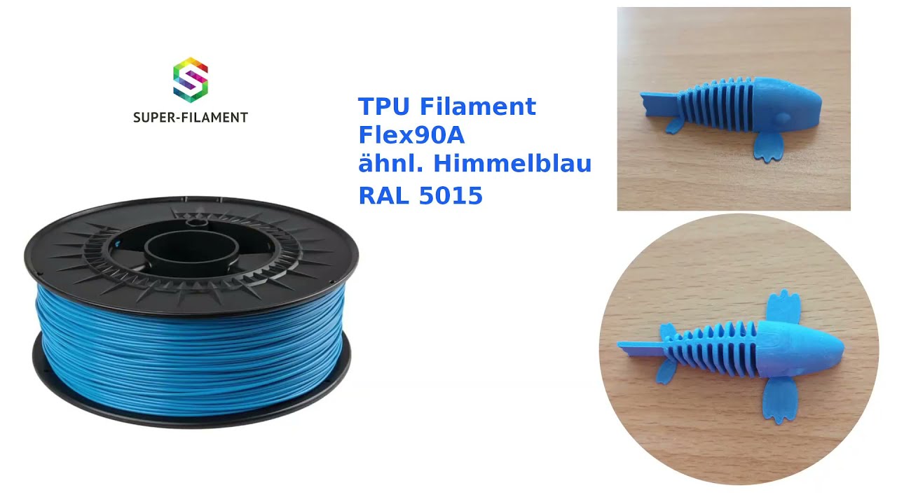 Filamenttest Super-Filament TPU 90A Himmelblau RAL 5015