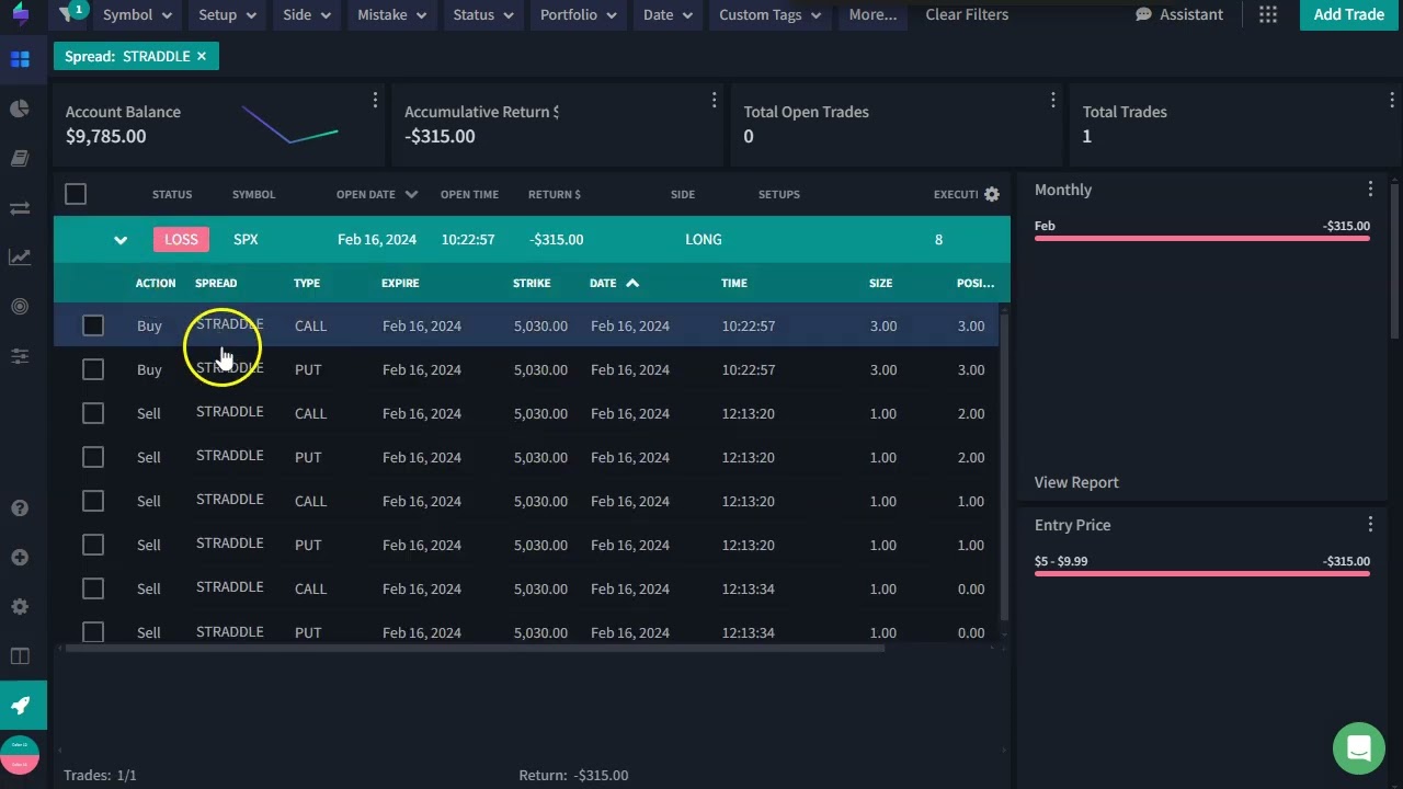 How can I assign custom options spread to a trade? - TraderSync