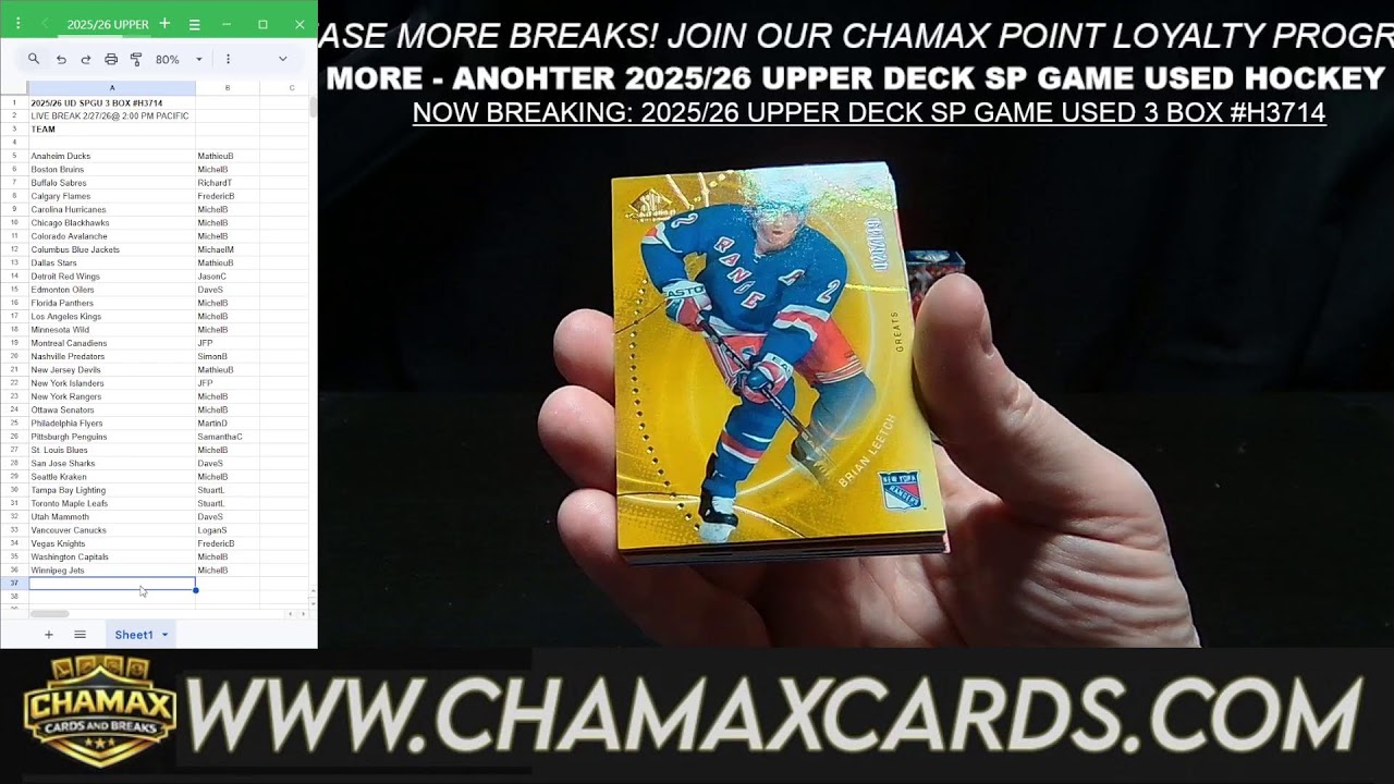 BREAKING TONIGHT: 2025/26 UPPER DECK SP GAME USED HOCKEY 3 BOX BREAK #H3714