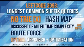 LeetCode 3093: Longest Common Suffix Queries | Hash Map (NO TRIE!) | Optimal Solution Google Interview Trie Problem Leetcode 3093 Java