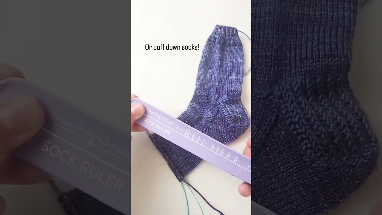 Using a sock sizing ruler for toe up or cuff down socks!