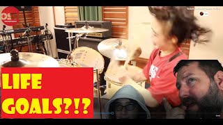 OldSkuleNerd and Daughter REACTION to JUNNA Through The Fire And Flames / DragonForce - Drum Cover