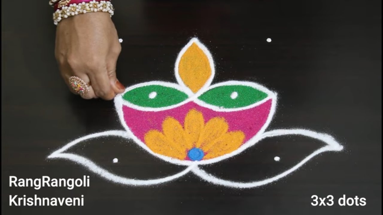 Diwali Rangoli 2025🌷5x3 dots,3x3 dots Deepavali Muggulu🌷Diwali Kolam🌷RangRangoli Krishnaveni