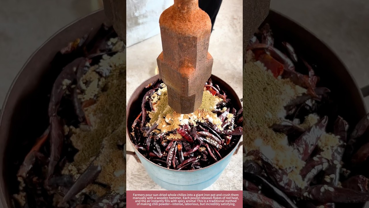 Traditional Chili Powder Making by Farmers – Spicy Power in Action! 🌶️🔥