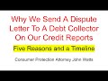 Why do we send dispute letter to debt collectors on our credit reports including a timeline.